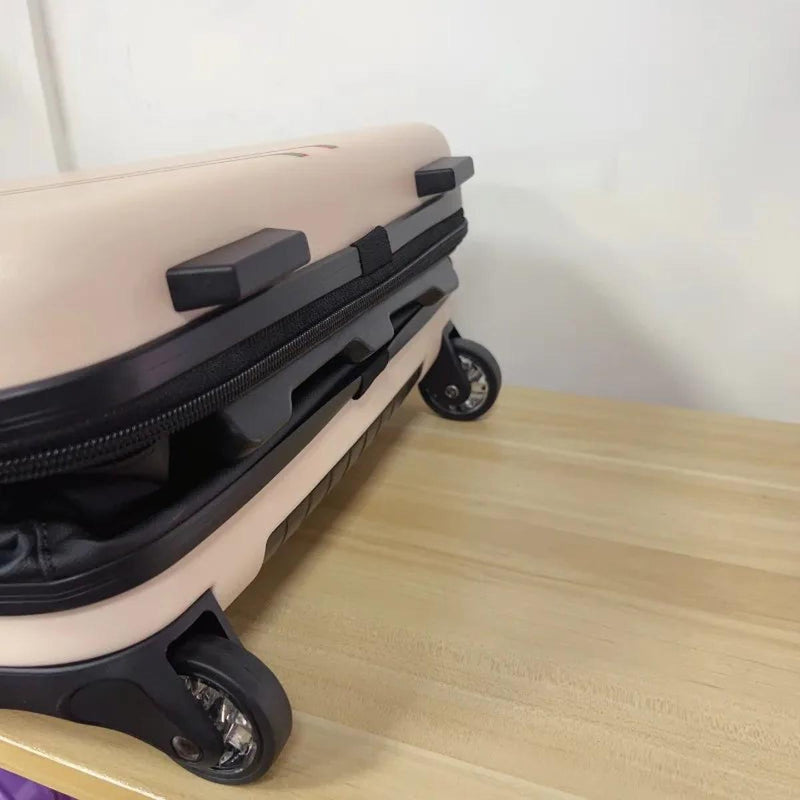 Foldable Hard Shell Suitcase With Expandable Width And Smooth Rolling Wheels