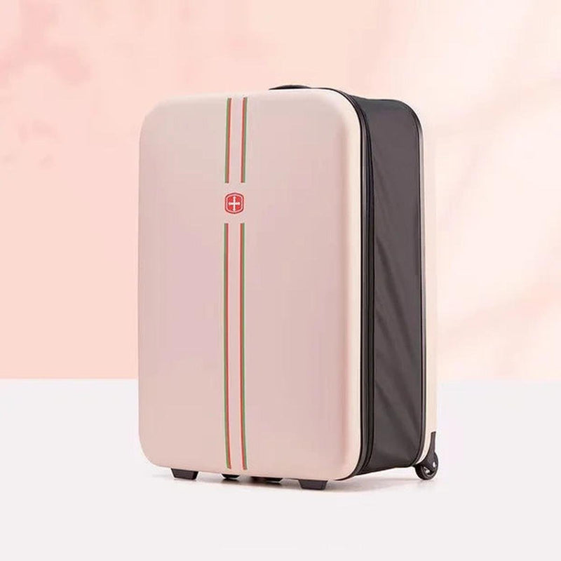 Foldable Hard Shell Suitcase With Expandable Width And Smooth Rolling Wheels