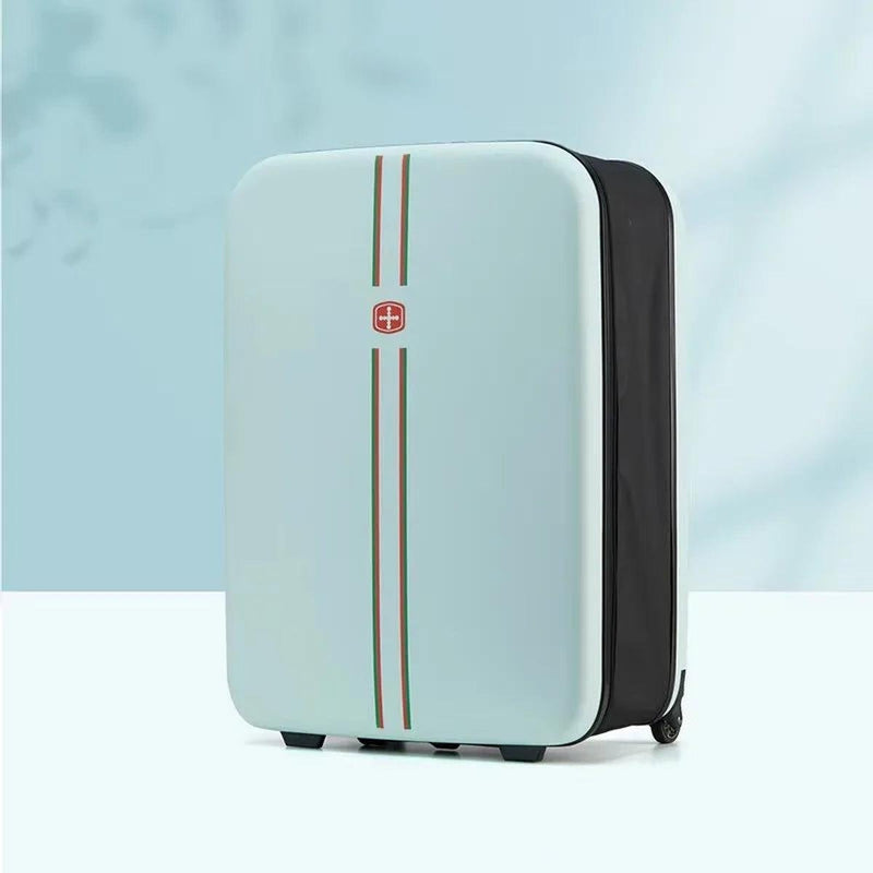 Foldable Hard Shell Suitcase With Expandable Width And Smooth Rolling Wheels