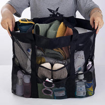 Foldable Mesh Beach Bag With 9 Pockets And 40L Capacity
