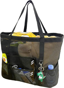 Foldable Mesh Beach Bag With 9 Pockets And 40L Capacity