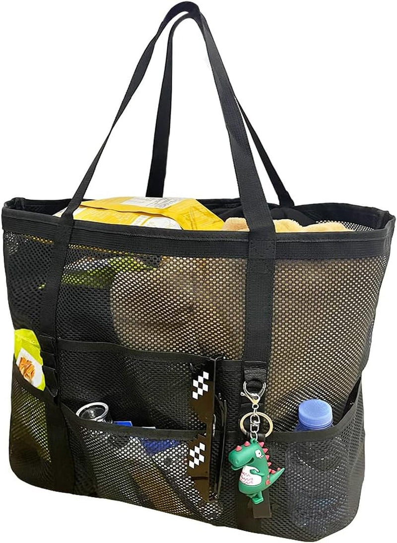 Foldable Mesh Beach Bag With 9 Pockets And 40L Capacity