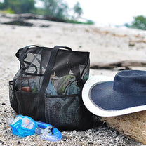 Foldable Mesh Beach Bag With 9 Pockets And 40L Capacity
