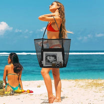 Foldable Waterproof Mesh Beach Tote Bag With Zippered Inner Pocket - Buy 1, Get 1 Free
