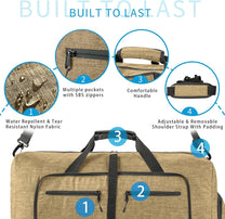 Foldable Waterproof Travel Duffle Bag With Shoe Compartment