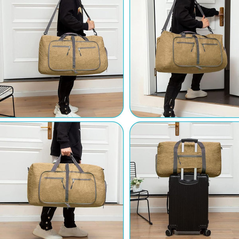 Foldable Waterproof Travel Duffle Bag With Shoe Compartment