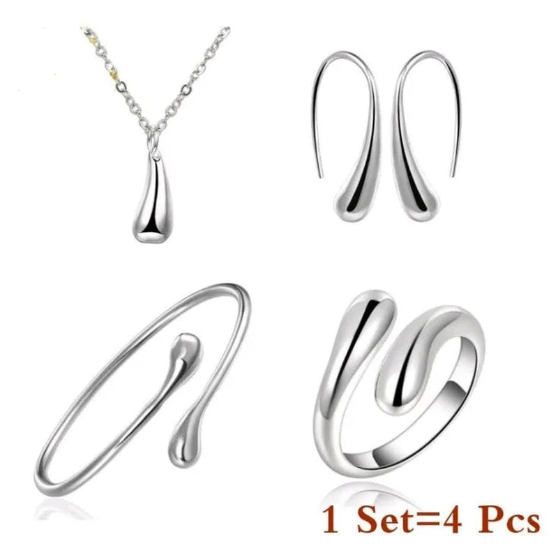 Four-Piece Water Drop S925 Silver Jewelry Set