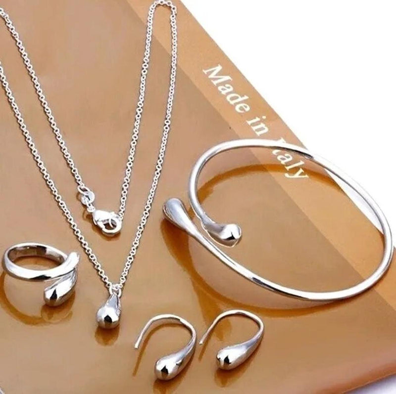 Four-Piece Water Drop S925 Silver Jewelry Set