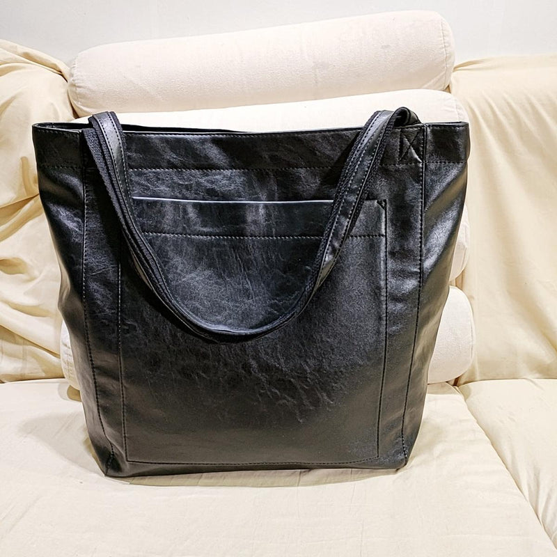Genuine Leather Handbag With Detachable Shoulder Strap