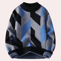 Geometric Design Relaxed Fit Knit Sweater