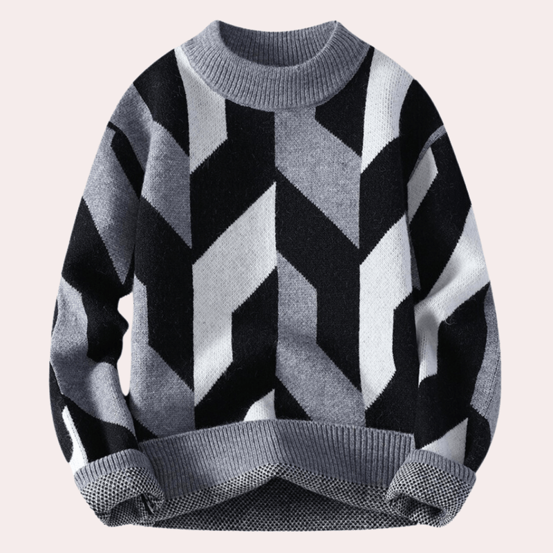 Geometric Design Relaxed Fit Knit Sweater
