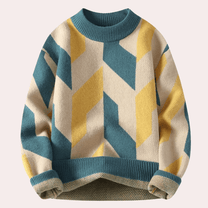 Geometric Design Relaxed Fit Knit Sweater
