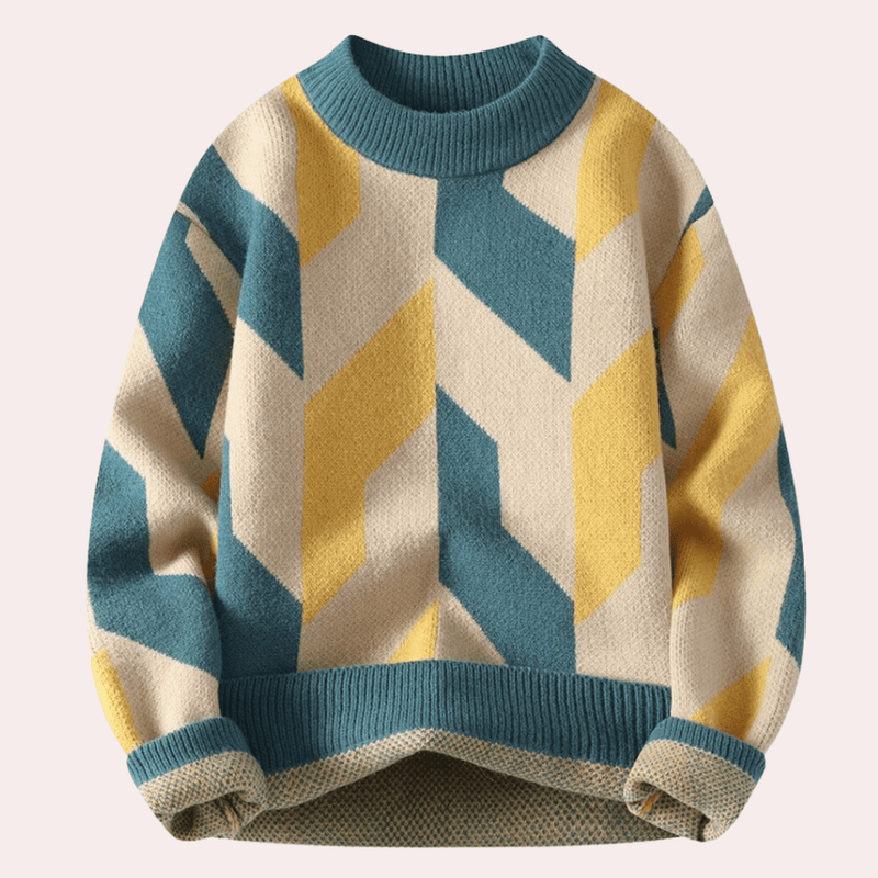 Geometric Design Relaxed Fit Knit Sweater