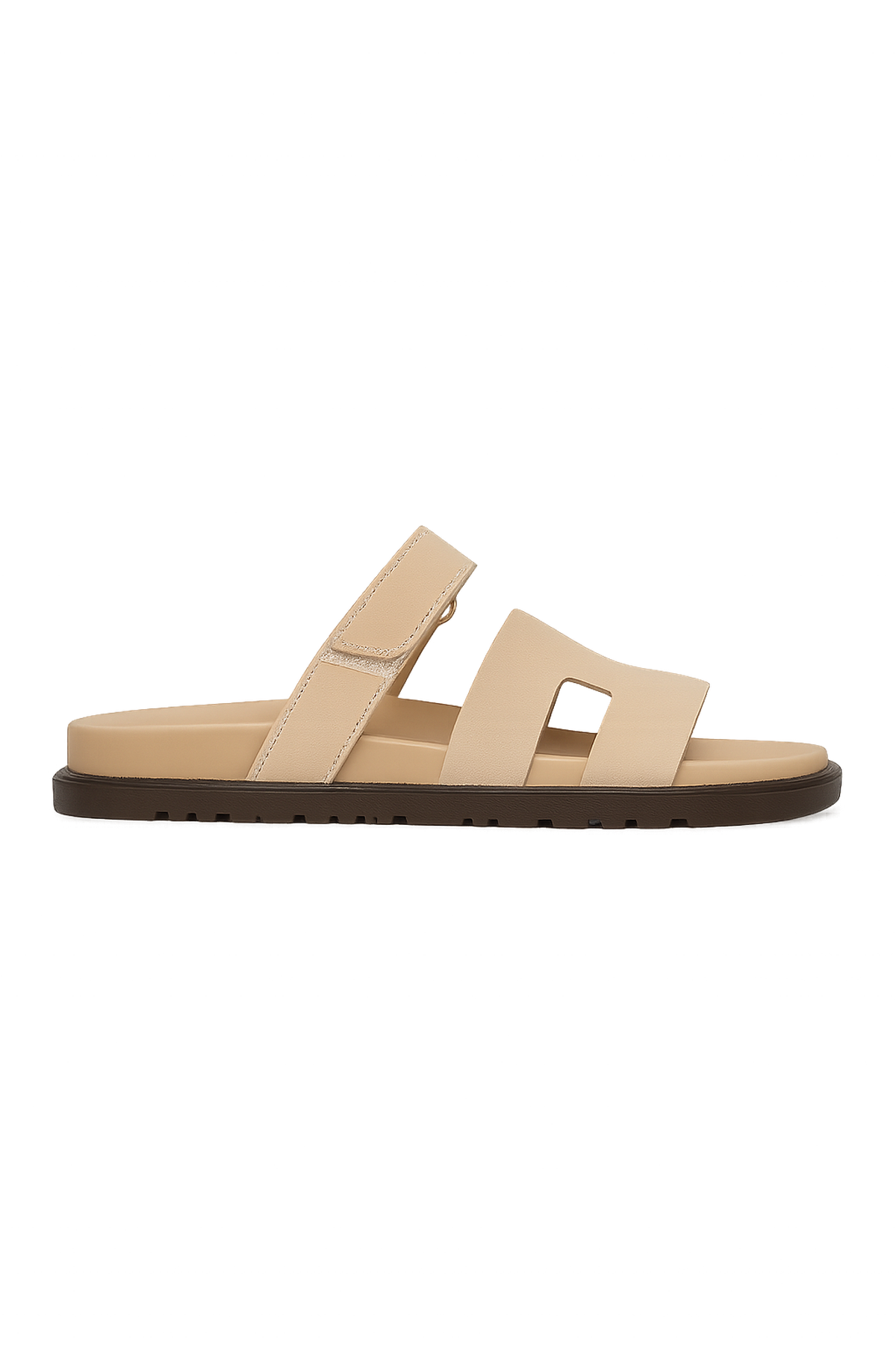 Gladiator Velcro Strap Flat Slider Sandal In Faux Suede