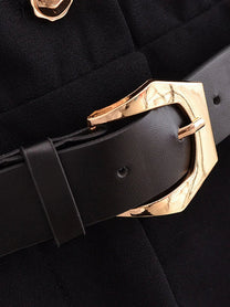 Gold Button Detail Belted Mini Jumpsuit