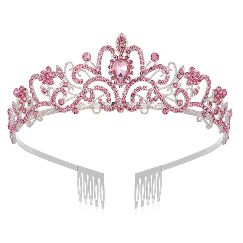 Gold Crystal Crown For Women - Vintage Stainless Steel Hair Accessory