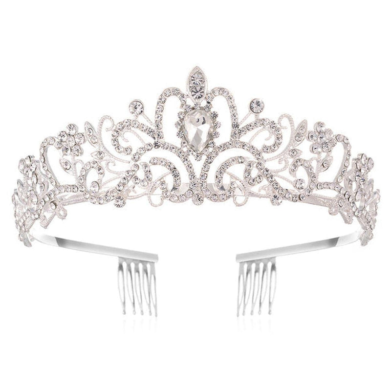 Gold Crystal Crown For Women - Vintage Stainless Steel Hair Accessory