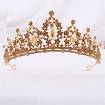 Gold Crystal Crown For Women - Vintage Stainless Steel Hair Accessory