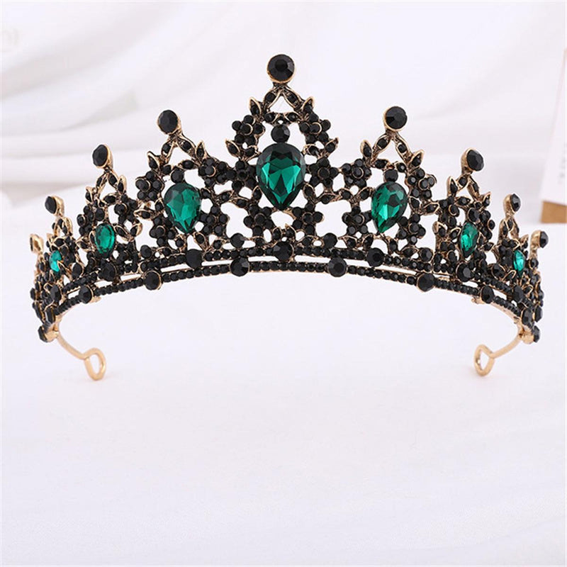 Gold Crystal Crown For Women - Vintage Stainless Steel Hair Accessory