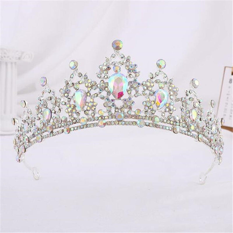 Gold Crystal Crown For Women - Vintage Stainless Steel Hair Accessory