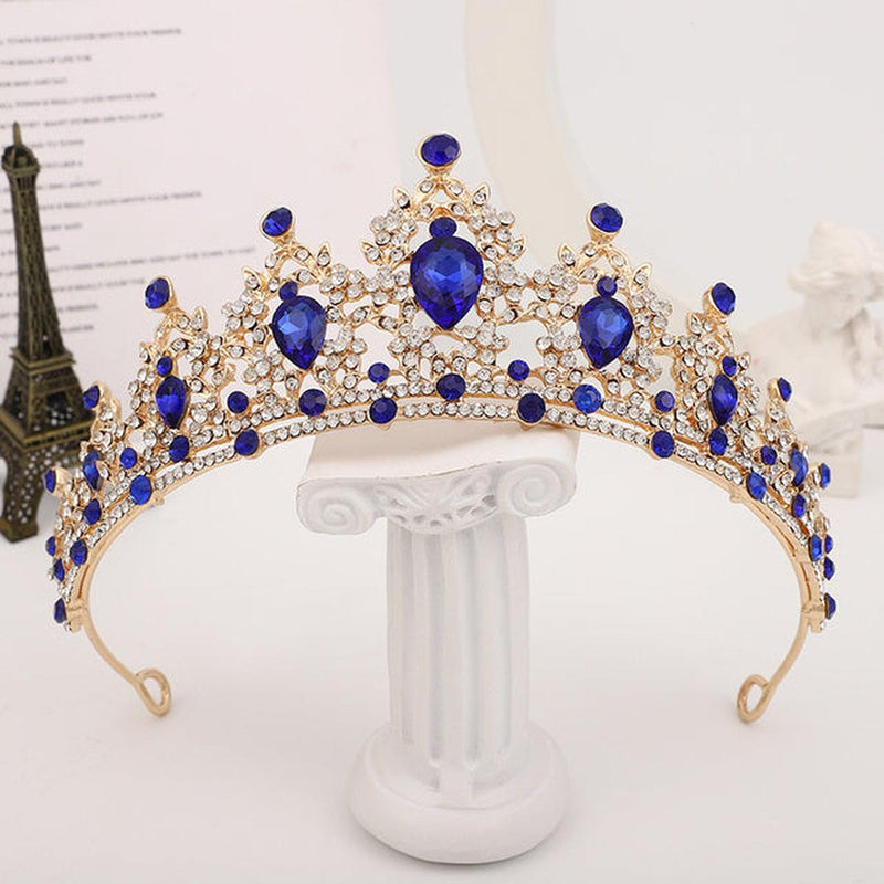 Gold Crystal Crown For Women - Vintage Stainless Steel Hair Accessory