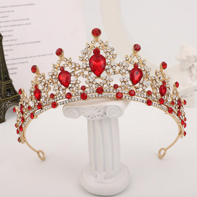 Gold Crystal Crown For Women - Vintage Stainless Steel Hair Accessory