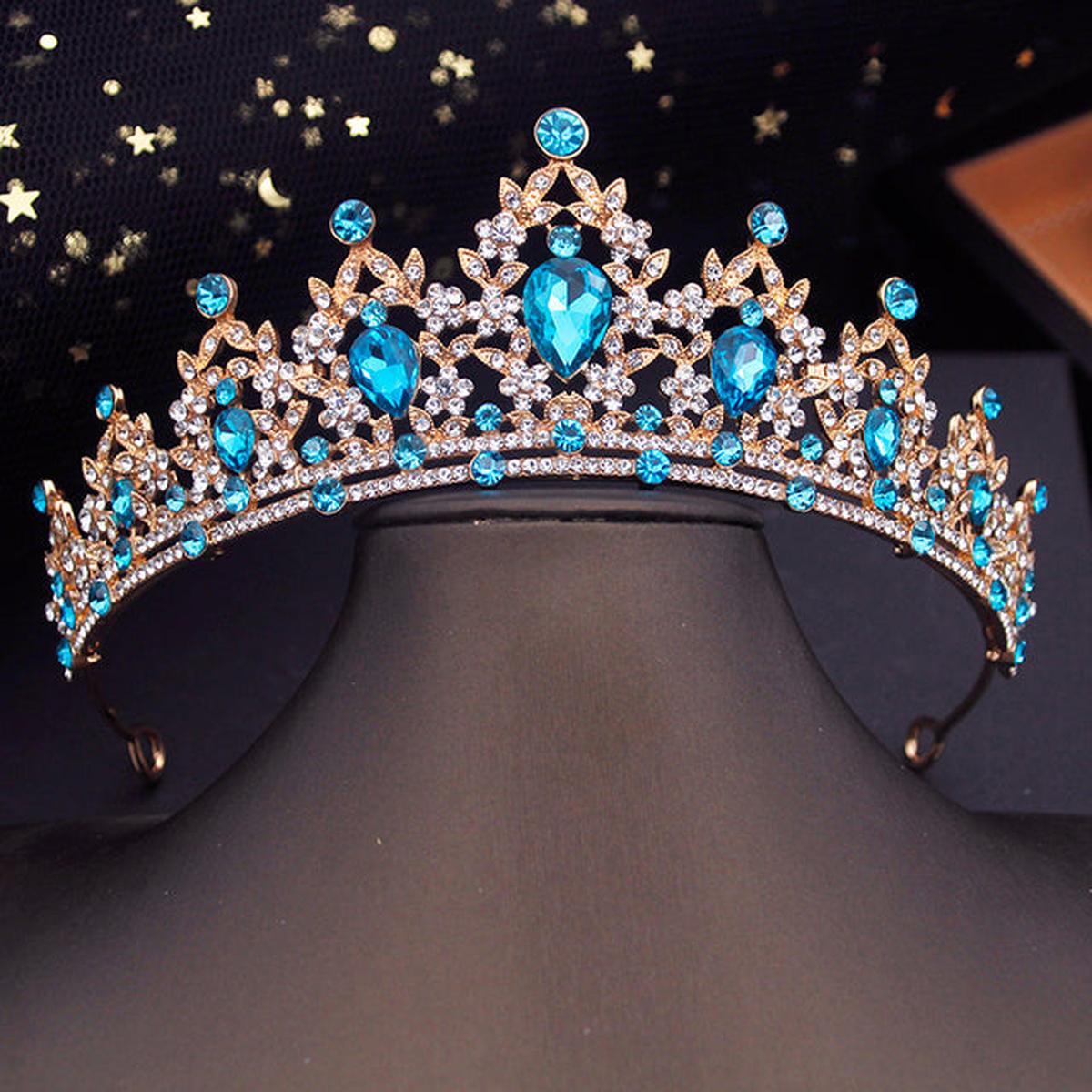 Gold Crystal Crown For Women - Vintage Stainless Steel Hair Accessory
