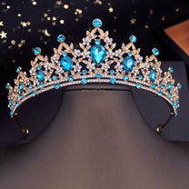 Gold Crystal Crown For Women - Vintage Stainless Steel Hair Accessory