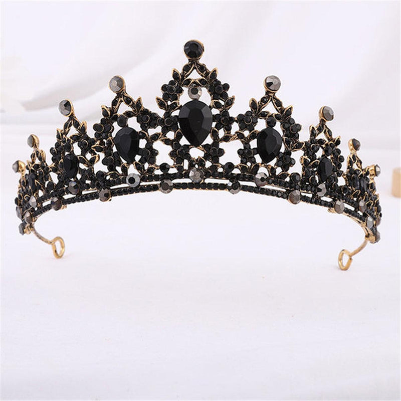 Gold Crystal Crown For Women - Vintage Stainless Steel Hair Accessory