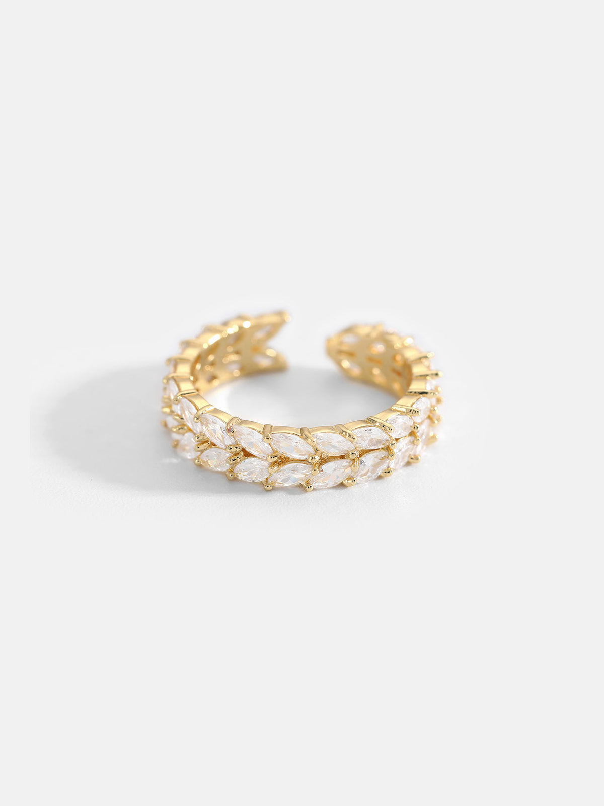 Gold Plated Diamond Leaves Ring
