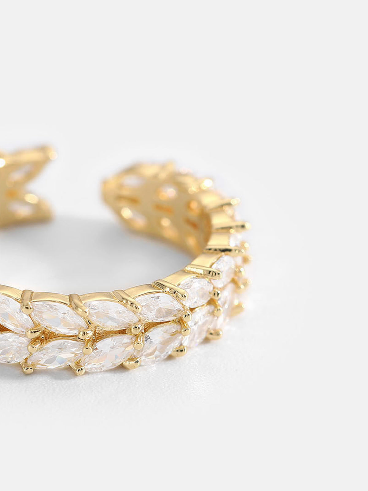 Gold Plated Diamond Leaves Ring
