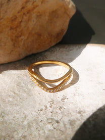 Gold Plated Diamond Wave Ring