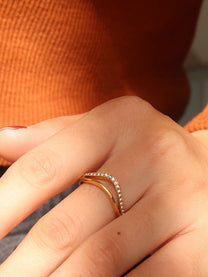 Gold Plated Diamond Wave Ring