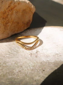Gold Plated Diamond Wave Ring