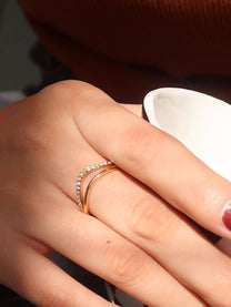 Gold Plated Diamond Wave Ring