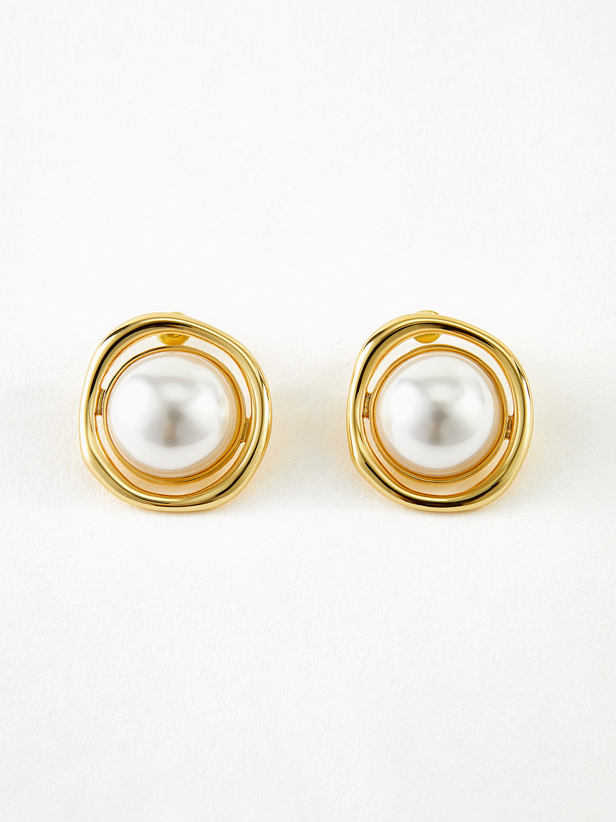 Gold Plated Pearl Stud Earrings
