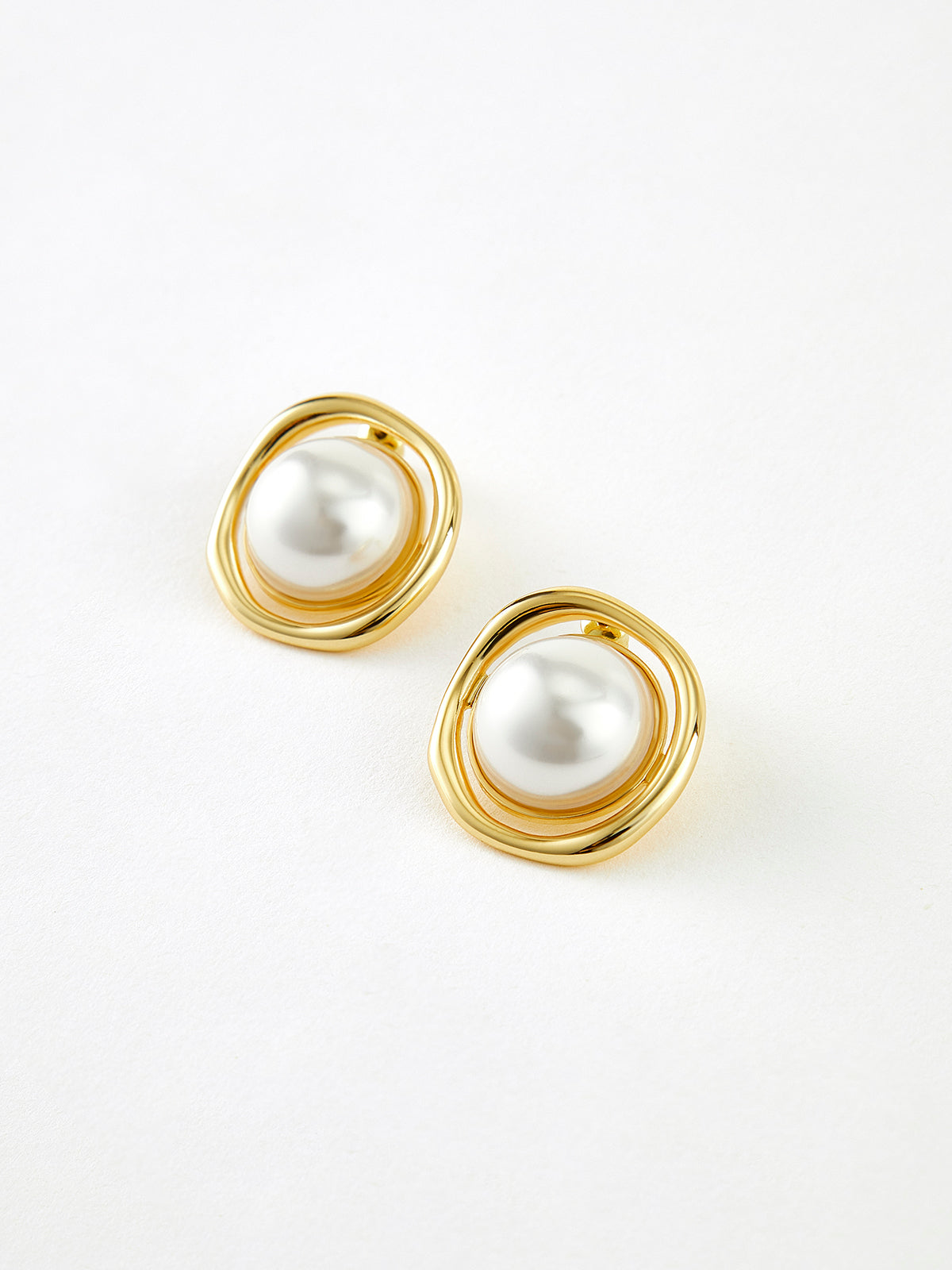 Gold Plated Pearl Stud Earrings