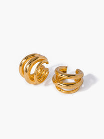 Gold Plated Triple Layered Hoop Ear Cuff