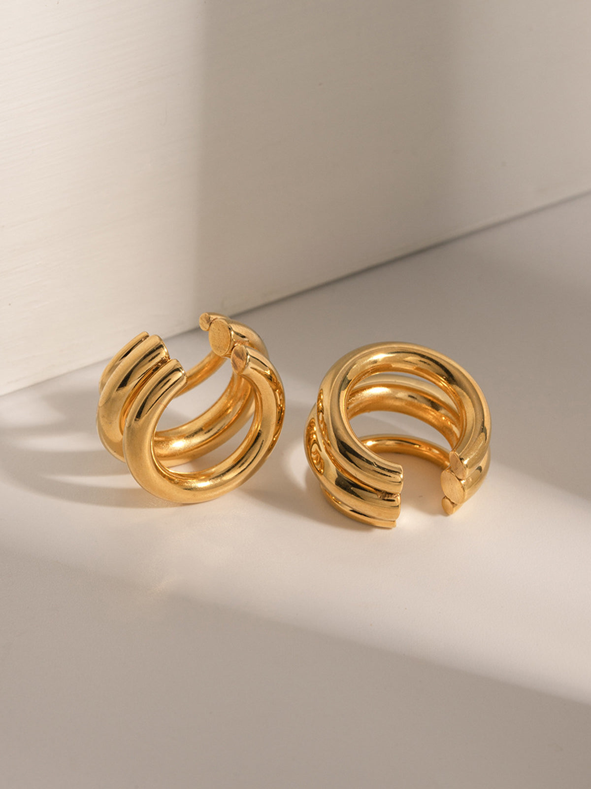 Gold Plated Triple Layered Hoop Ear Cuff