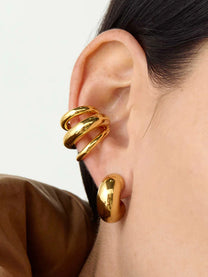 Gold Plated Triple Layered Hoop Ear Cuff