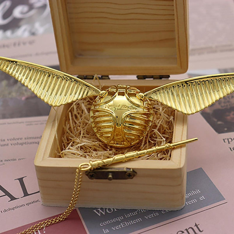 Gold-Plated Vintage Ring Box With Wizarding Design