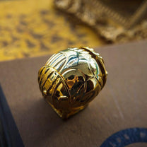 Gold-Plated Vintage Ring Box With Wizarding Design