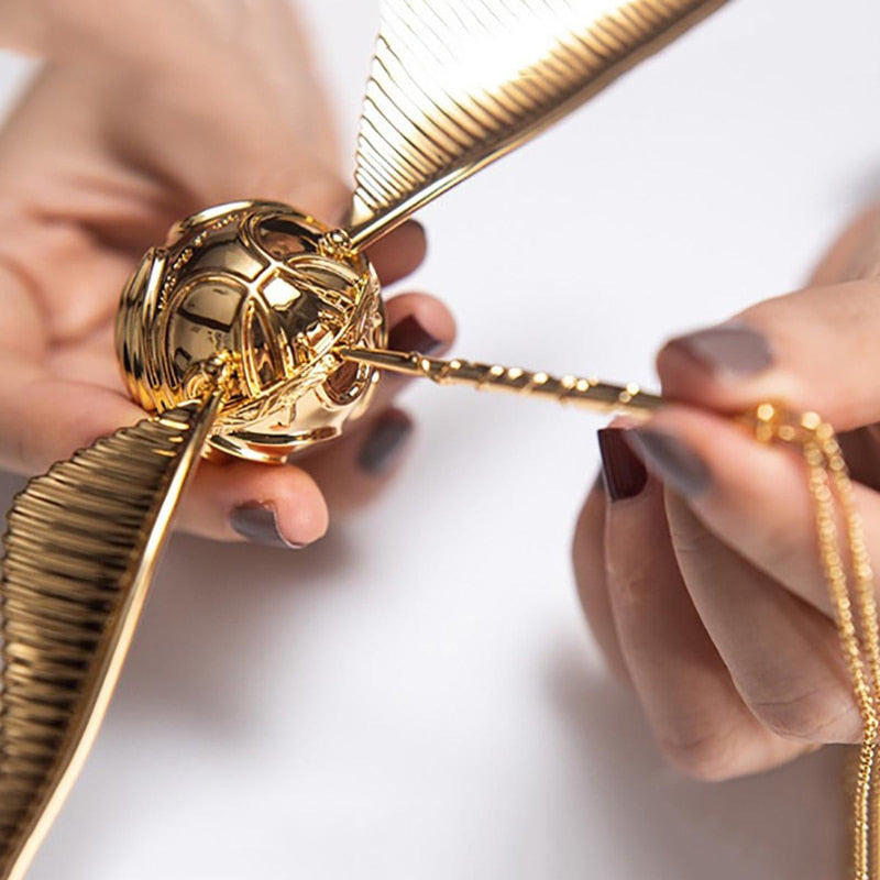 Gold-Plated Vintage Ring Box With Wizarding Design