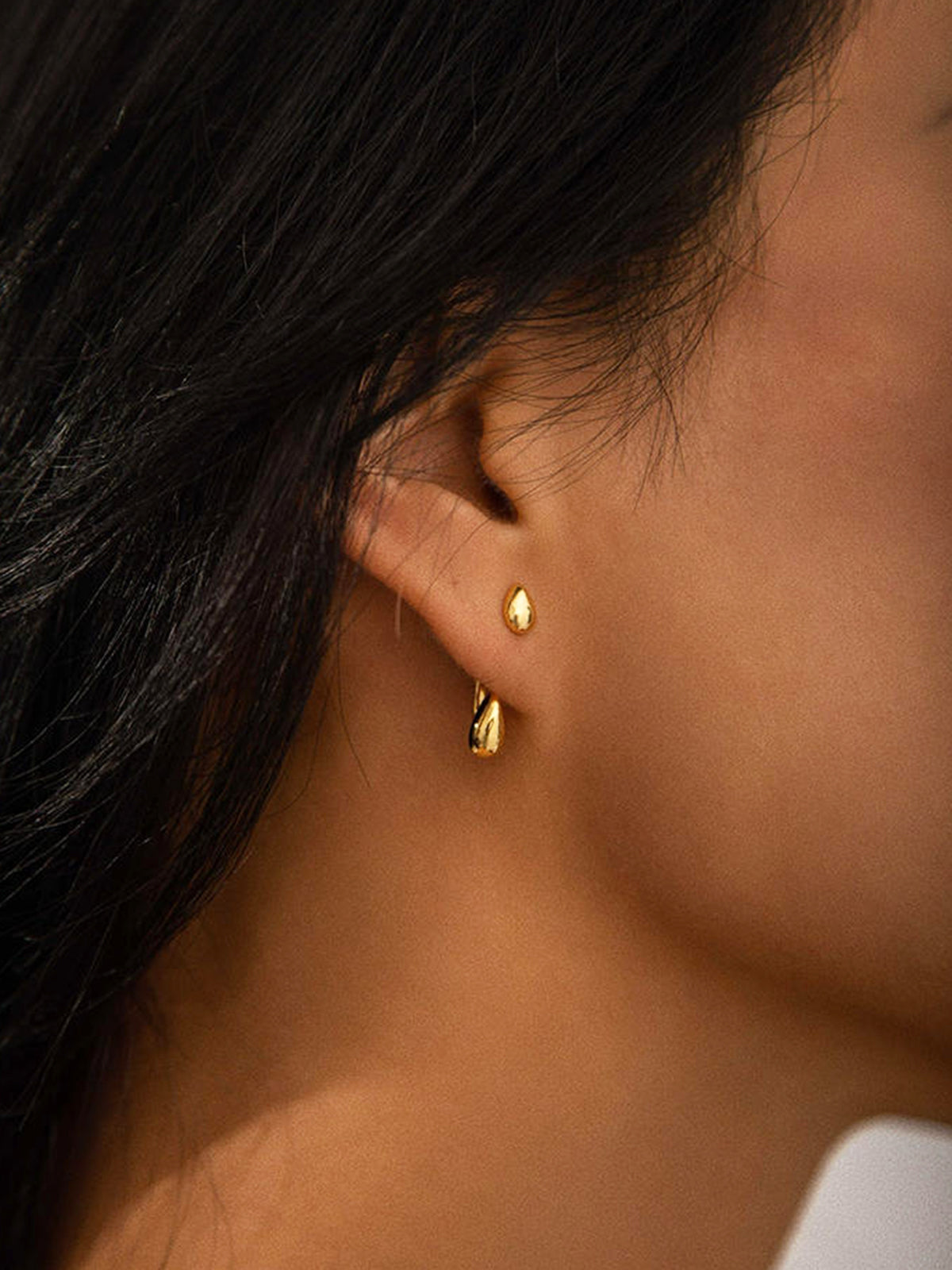 Gold Plated Water Drop Stud Earrings