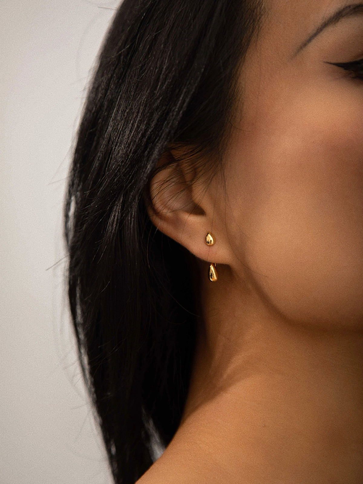 Gold Plated Water Drop Stud Earrings