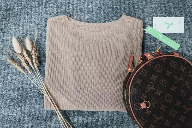 Gold Round Neck Pullover For Women - 3/4 Sleeve Solid Sweater