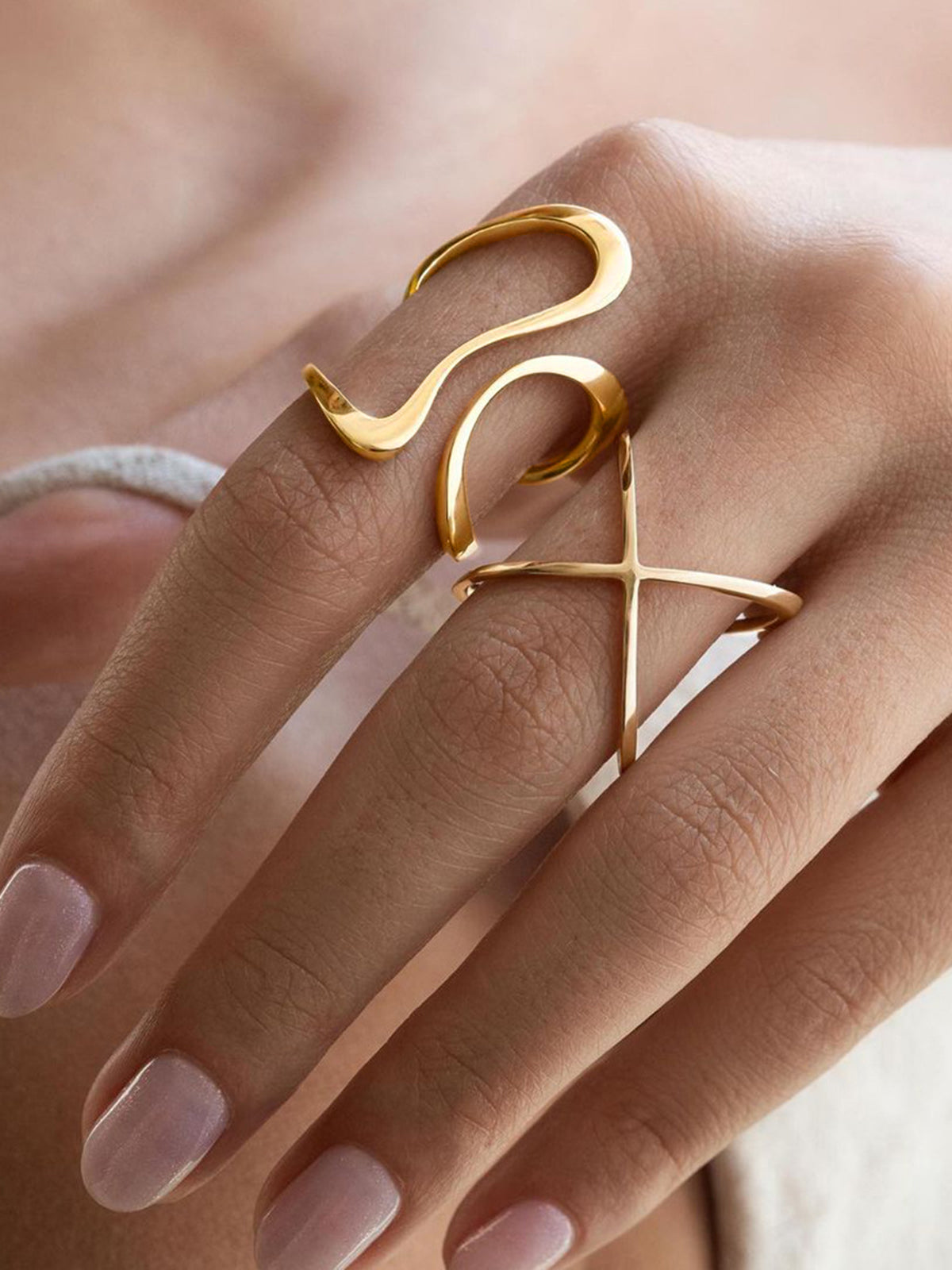 Golden Asymmetrical Open Ring