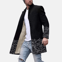 Graphic Print Streetwear Coat With Button Closure