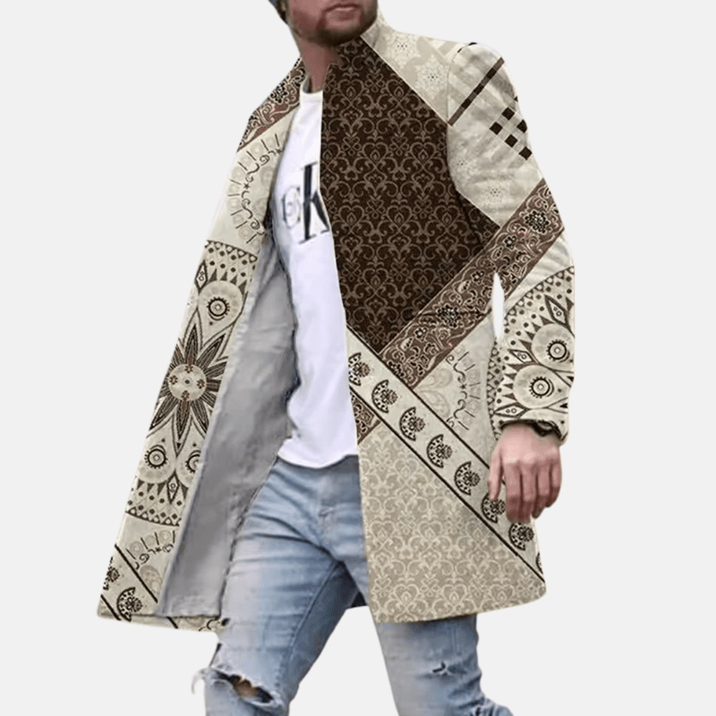 Graphic Print Streetwear Coat With Button Closure