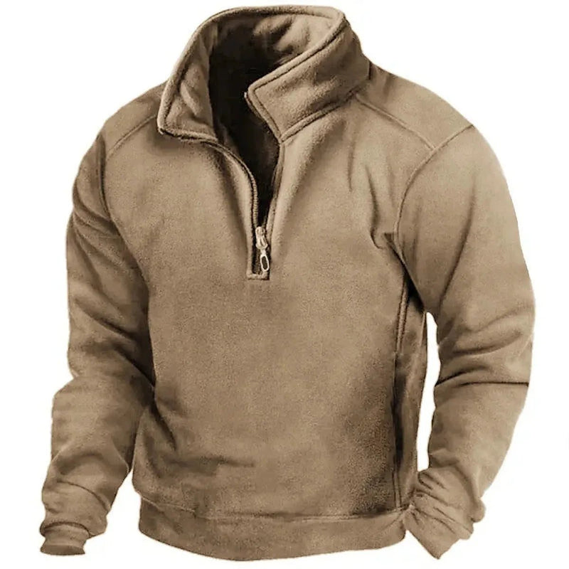Half-Zip Casual Sweatshirt With Stand-Up Collar